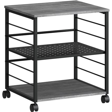 Lorell Deskside Mobile Machine Stand, 200lb Capacity, 26.5" x 23.6" x 19.6", Charcoal LLR60263